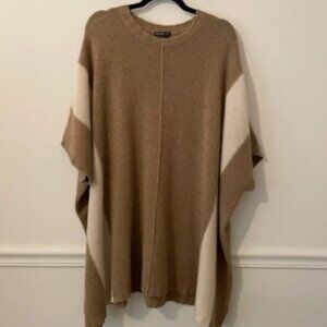 James Perse 100% Cashmere Poncho Sweater Tan Size S Oversized Quiet Luxury READ